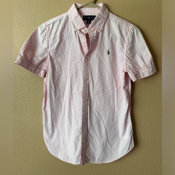 Ralph Lauren Other - Girls Ralph Lauren, short sleeve button-down top size 16 pink NWOT